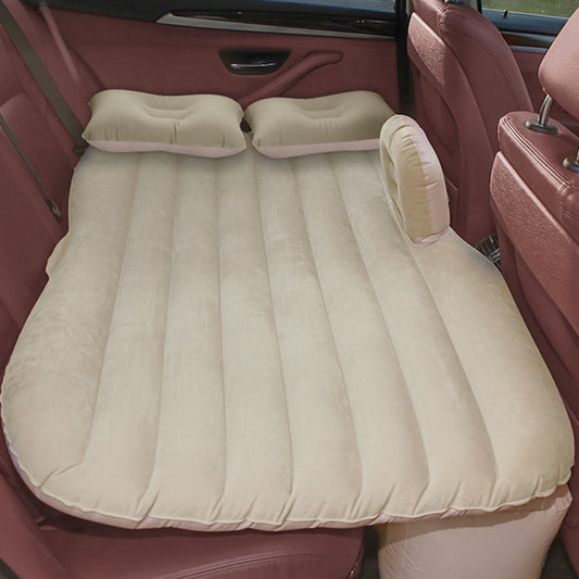 SOGA Beige Stripe Inflatable Car Mattress Portable Camping Rest Air Bed Travel Compact Sleeping Kit Essentials-1