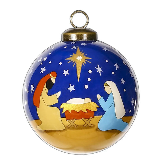 HMS Hand Painted & Mouth Blown Glass Ornament Silent Night Christmas Ball & Tree Ornament