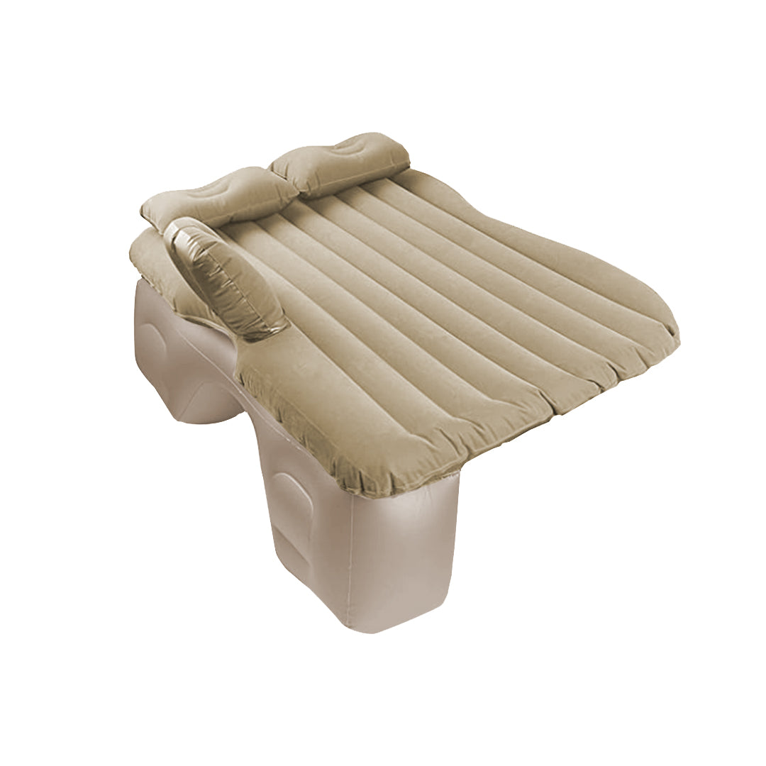 SOGA Beige Stripe Inflatable Car Mattress Portable Camping Rest Air Bed Travel Compact Sleeping Kit Essentials-0