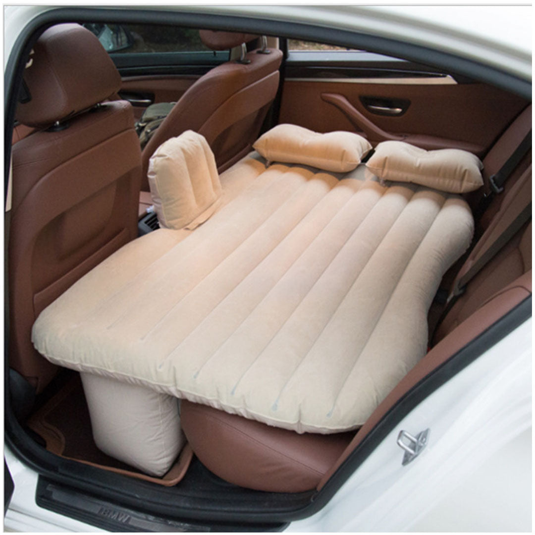 SOGA Beige Stripe Inflatable Car Mattress Portable Camping Rest Air Bed Travel Compact Sleeping Kit Essentials-2