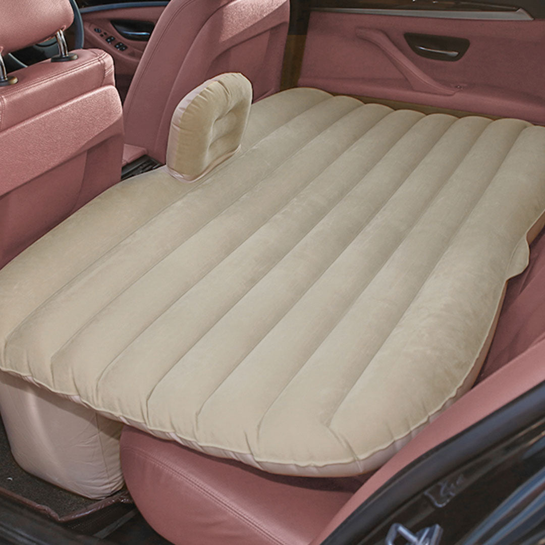 SOGA Beige Stripe Inflatable Car Mattress Portable Camping Rest Air Bed Travel Compact Sleeping Kit Essentials-3