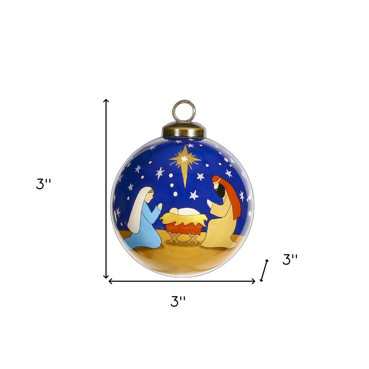 HMS Hand Painted & Mouth Blown Glass Ornament Silent Night Christmas Ball & Tree Ornament