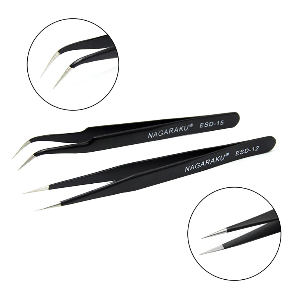 Pinzas para extensión de pestañas NAGARAKU, maquillaje de pestañas de acero inoxidable, Clip preciso 3D
