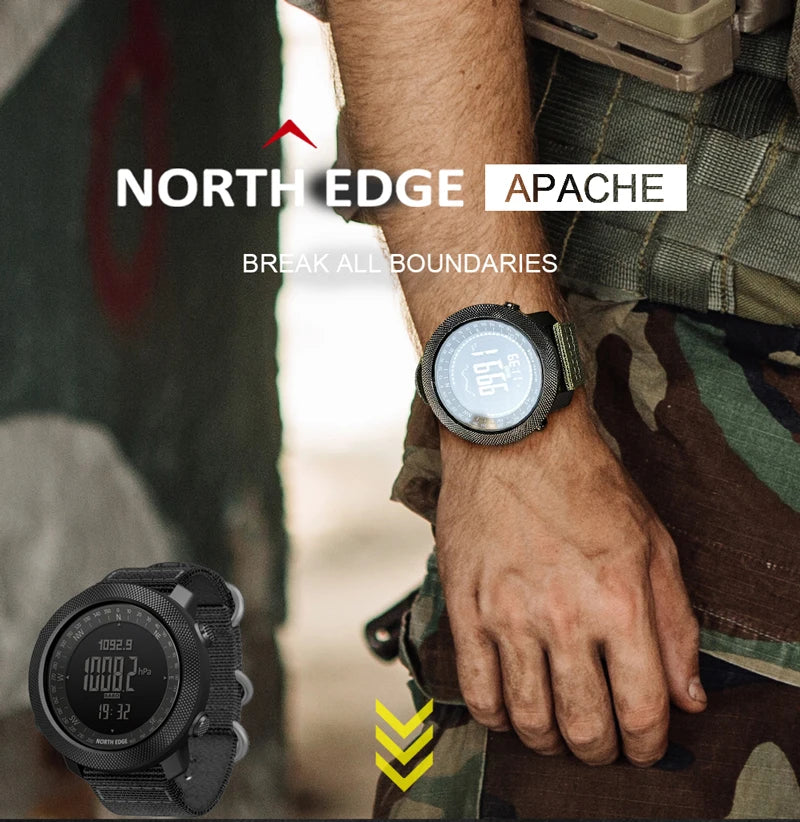 Reloj Deportivo Digital para Hombre NORTH EDGE, Relojes Militares para Correr y Nadar, Altímetro, Barómetro, Brújula, Resistente al Agua 50 m