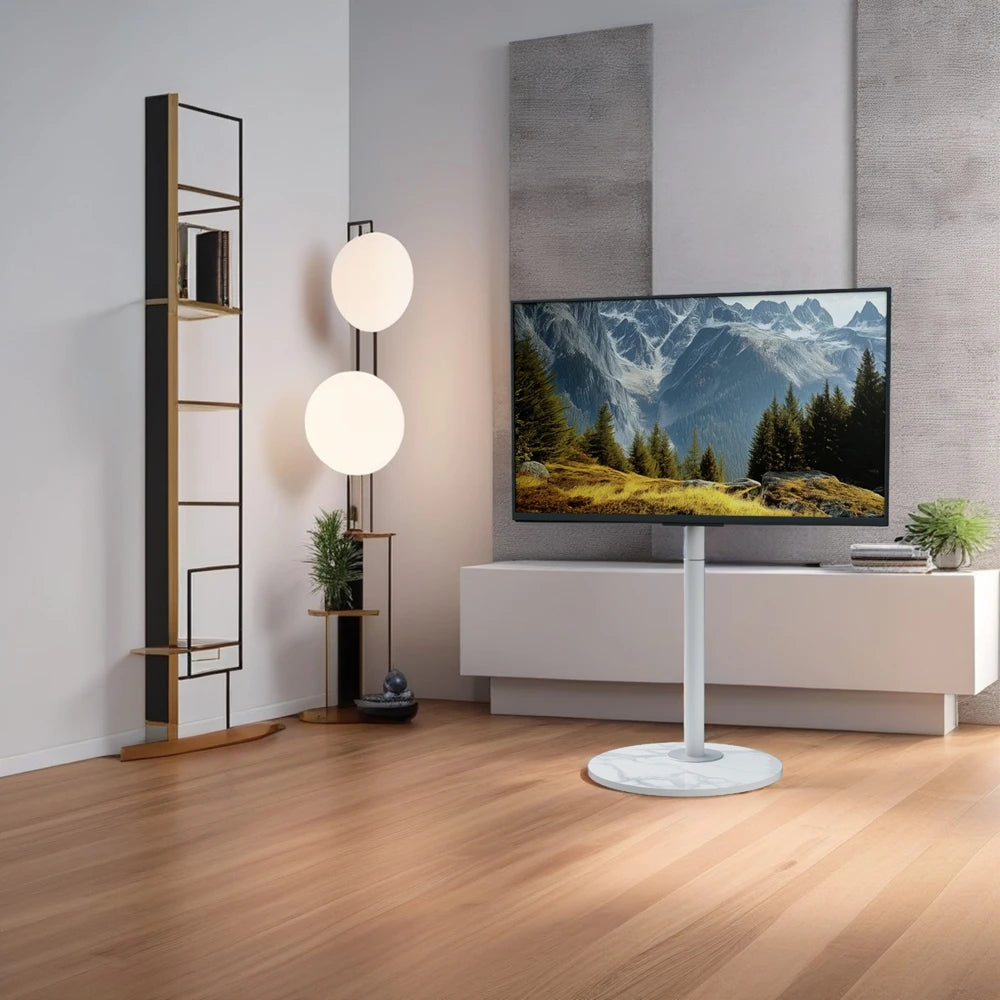 UNHO TV Stands: Minimalist Modern TV Floor Stand for 40''-75'' TV Stand with Sintered Stone Base for Living Room, 600*400mm VESA