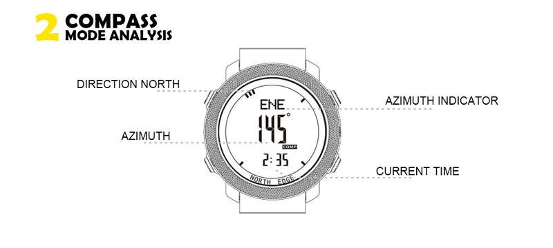 Reloj Deportivo Digital para Hombre NORTH EDGE, Relojes Militares para Correr y Nadar, Altímetro, Barómetro, Brújula, Resistente al Agua 50 m