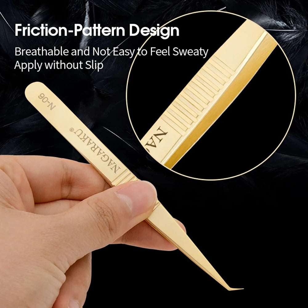 Pinzas para extensión de pestañas NAGARAKU, maquillaje de pestañas de acero inoxidable, Clip preciso 3D