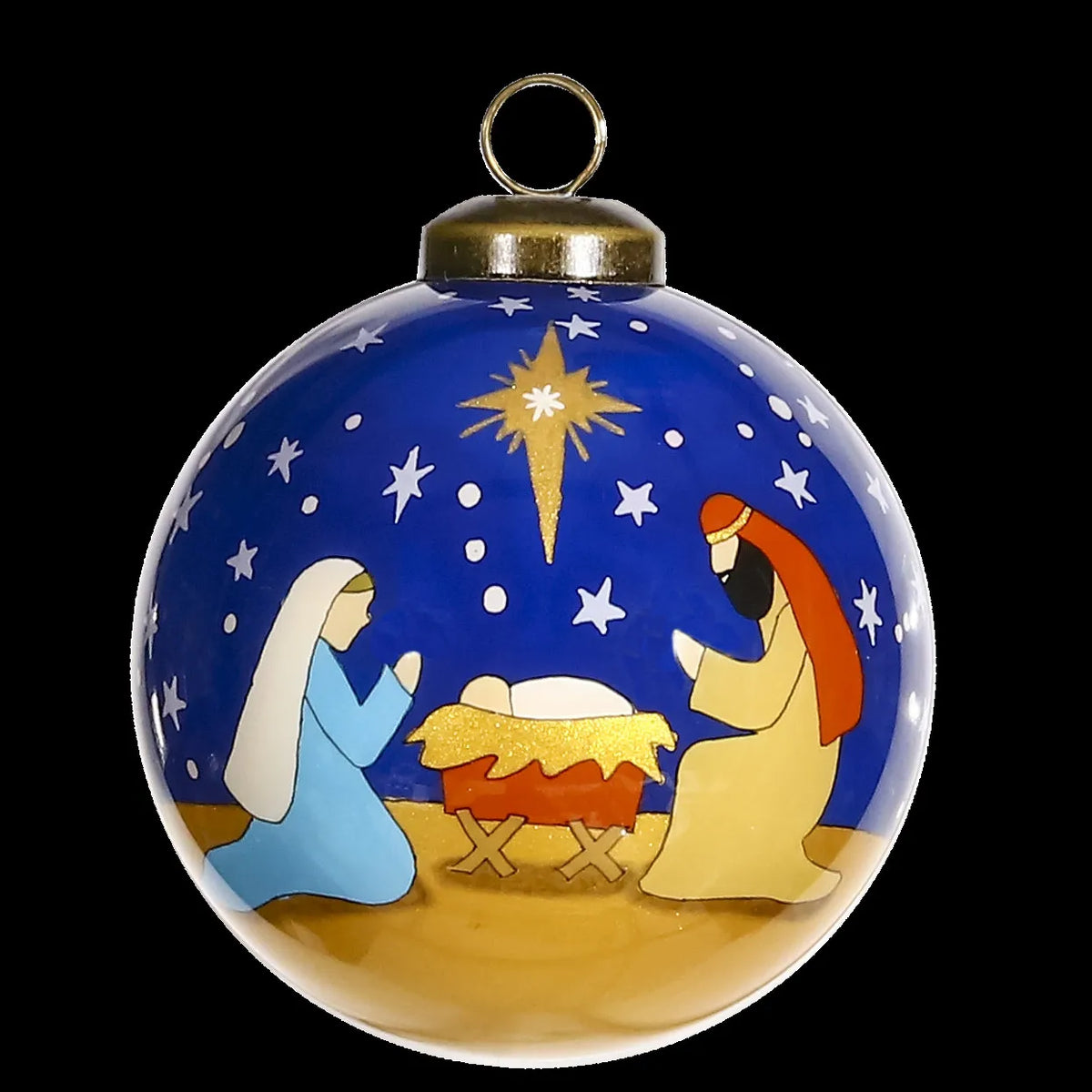 HMS Hand Painted & Mouth Blown Glass Ornament Silent Night Christmas Ball & Tree Ornament