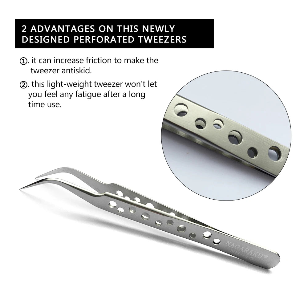Pinzas para extensión de pestañas NAGARAKU, maquillaje de pestañas de acero inoxidable, Clip preciso 3D