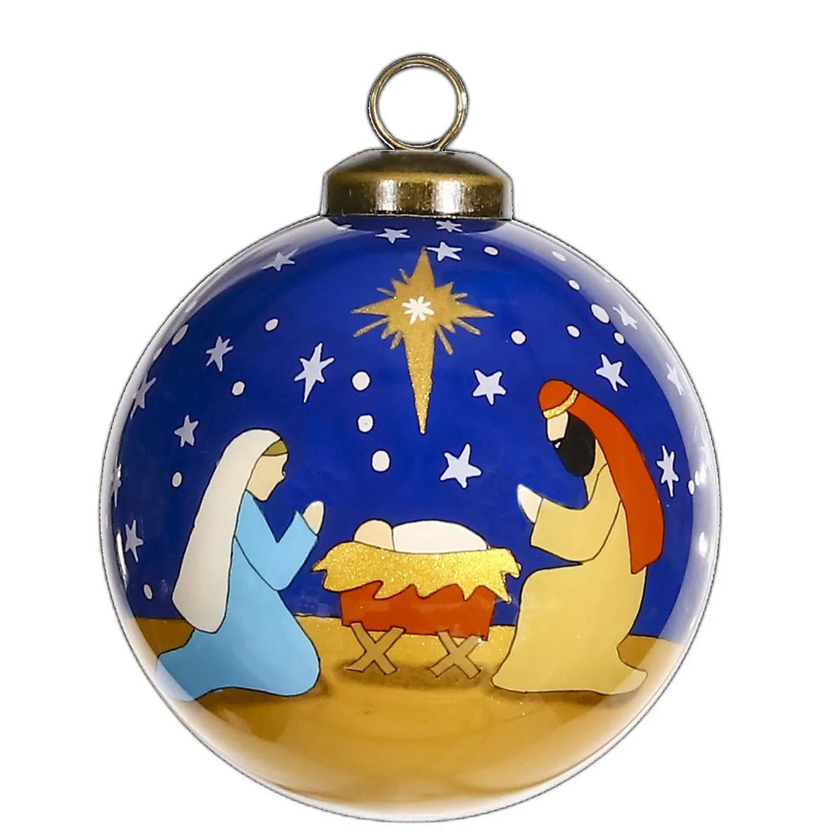 HMS Hand Painted & Mouth Blown Glass Ornament Silent Night Christmas Ball & Tree Ornament