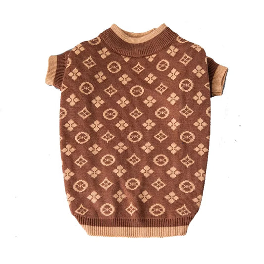 Ropa para perros de compañía, XS-2XL suave y grueso de 2 patas, ropa de invierno de lujo para perros, suéteres tejidos marrones de diseñador, jerséis, disfraz para perros
