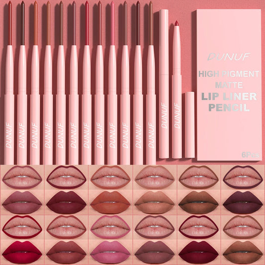 Juego de 6 uds de lápiz labial de larga duración, resistente al agua, a prueba de sudor, fácil colorear, no se decolora, juego de brillo de labios, maquillaje de belleza