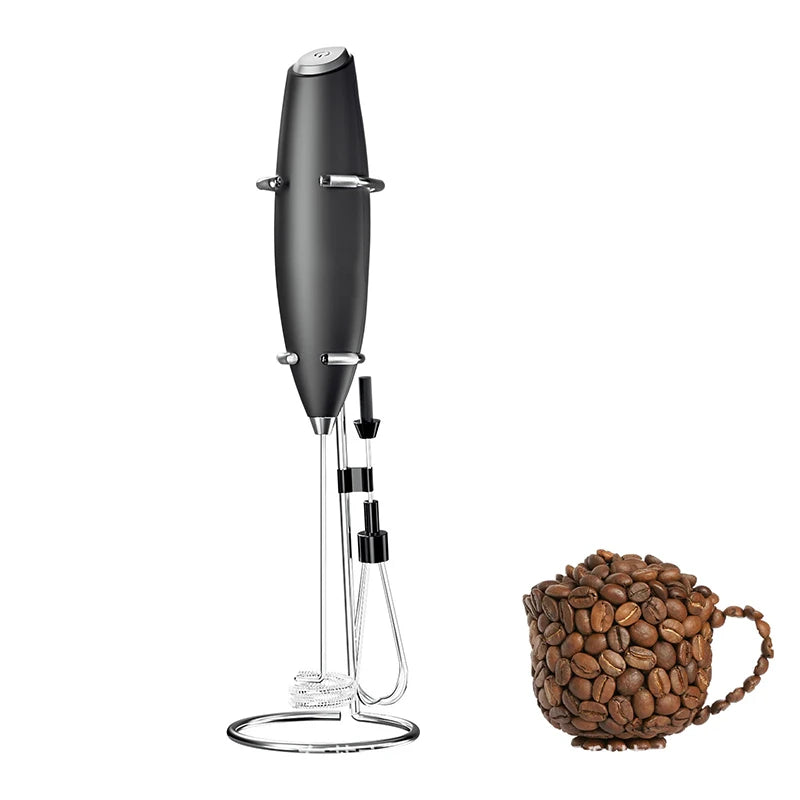 "LMETJMA potente Espumador de leche eléctrico de mano, batidor de café, mezclador de bebidas para capuchino Frappe KC0471
