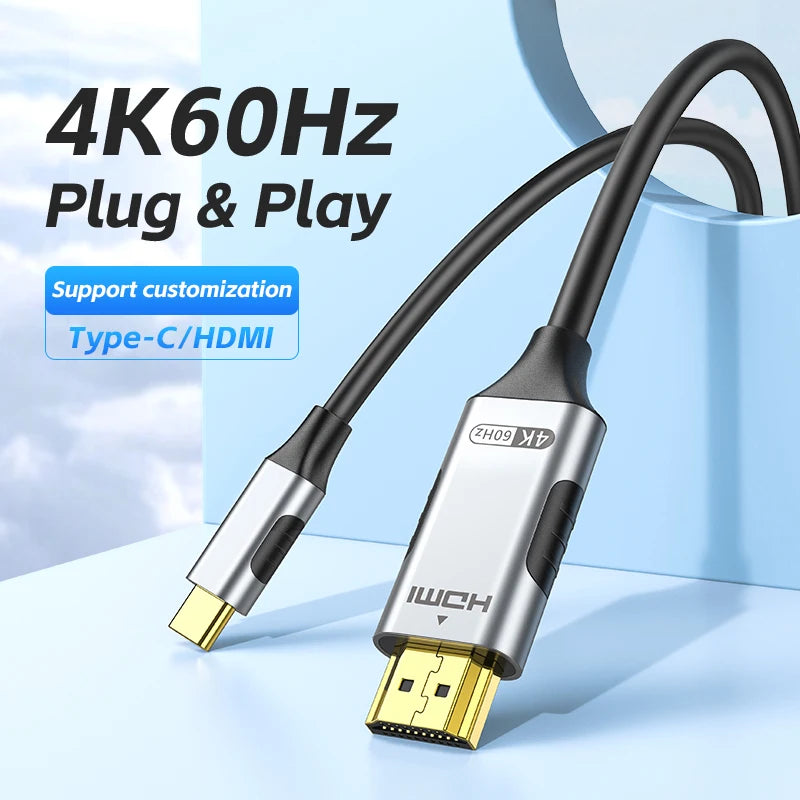 Cable USB C a HDMI 8K @ 60Hz 4K @ 120Hz Cable HDTV Compatible tipo C a HDMI para convertidor de TV MacBook Air iPad USB-C adaptador HDMI