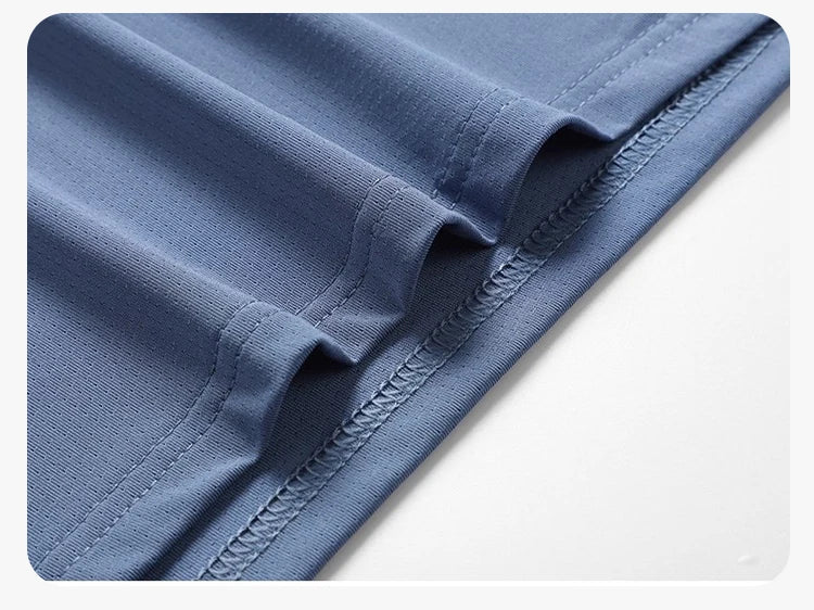 Camisetas para correr de seda de hielo para hombre, Top holgado de manga corta con estampado, ropa deportiva para gimnasio y baloncesto, camiseta de secado rápido para entrenamiento físico