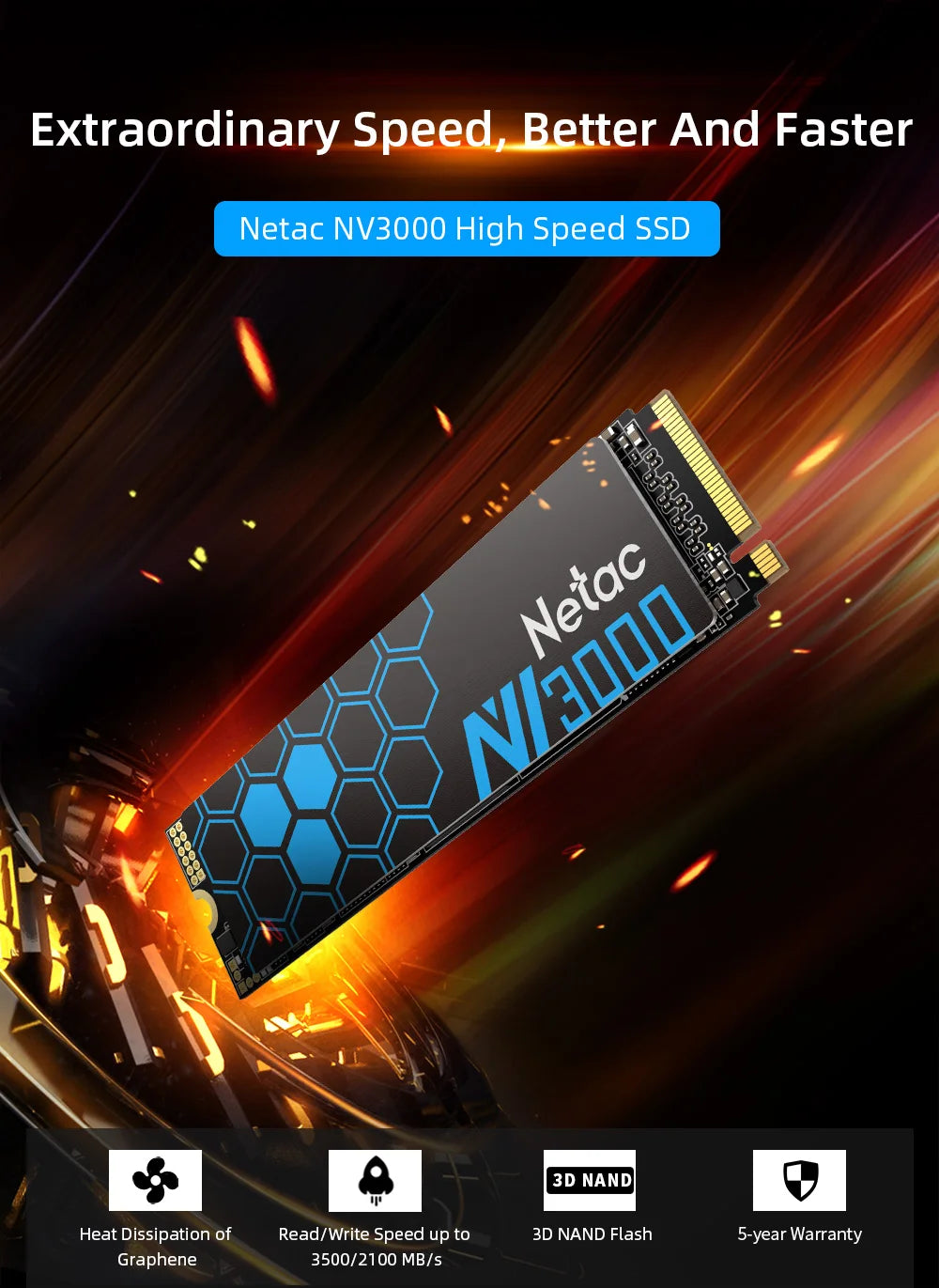 Netac NVMe SSD M2 1TB 2TB 500GB 250GB 3500MB/s SSD PCIe3.0 M.2 2280 unidades de estado sólido internas disco NV3000 para ordenador portátil de escritorio