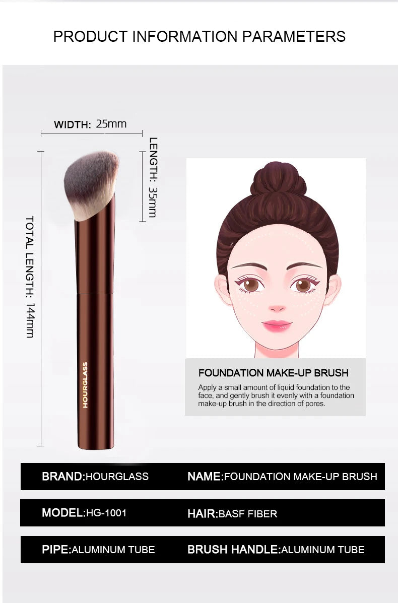 Hourglass-brocha de maquillaje de fibra suave, cepillo de base de brillo ambiental, diseño de moda de cabello, un solo rostro, n. ° 21