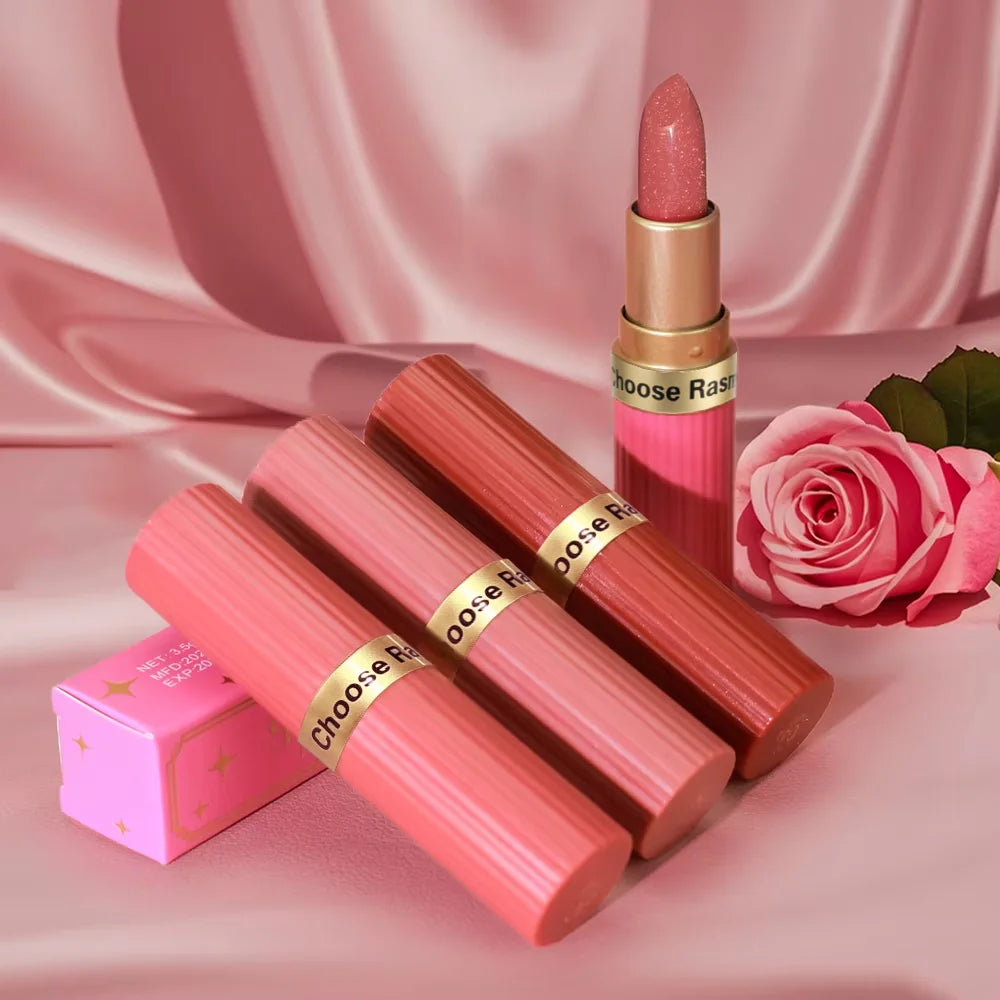 Lápiz labial de terciopelo con purpurina rosa nacarado, metálico, resistente al agua, de larga duración, mate, brillo, diamante, maquillaje cosmético para mujer