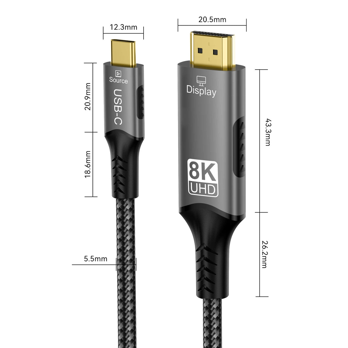 Cable USB C a HDMI 8K @ 60Hz 4K @ 120Hz Cable HDTV Compatible tipo C a HDMI para convertidor de TV MacBook Air iPad USB-C adaptador HDMI