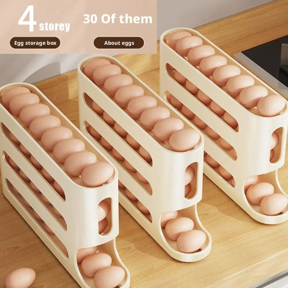 Organizador de Huevos Automático de 4 Niveles, Contenedor para Guardar Huevos en el Refrigerador, Dispensador de Huevos para Cocina