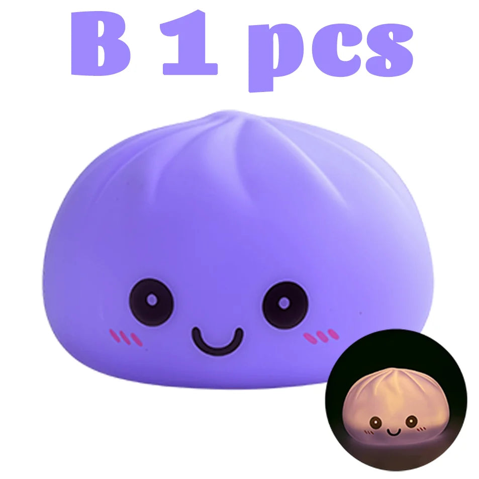 Nuevas luces nocturnas de dumplings 2027, adorno de escritorio de dumplings luminosos, linda caja de vaporera de dumplings luminosa, luces de dumplings kawaii, regalos