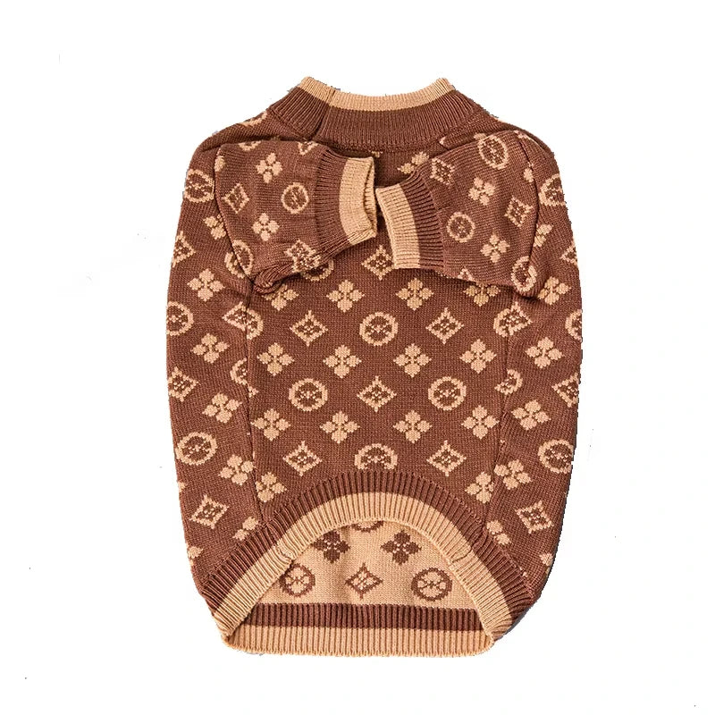 Ropa para perros de compañía, XS-2XL suave y grueso de 2 patas, ropa de invierno de lujo para perros, suéteres tejidos marrones de diseñador, jerséis, disfraz para perros