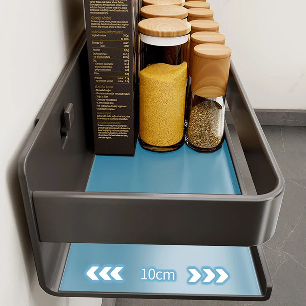 Estante de especias montado en la pared, estante multifuncional para artículos, ganchos para herramientas de cocina, estante de almacenamiento de condimentos de cocina