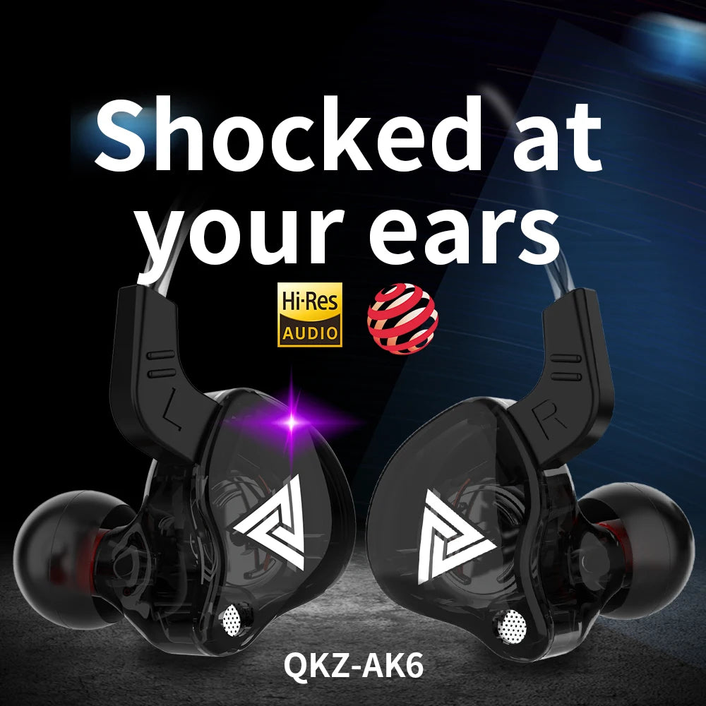 Original QKZ AK6 auriculares internos 6 unidad de controlador dinámico auriculares con micrófono estéreo deportes HIFI Subwoofer auriculares Monitor auriculares