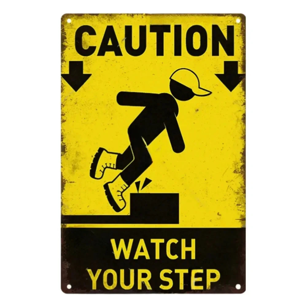 Letrero de metal con aviso de precaución retro inspirado en Tiki vintage, "Vídeo de advertencia para niños", para hombre, cueva, garaje y puerta, arte de pared