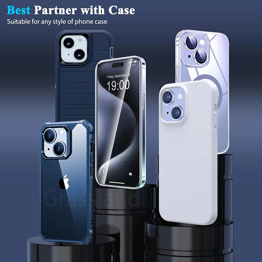Protector de pantalla de vidrio templado para iPhone, película protectora para iPhone 15, 14, 13, 12, 11 Pro Max, 6, 7, 8 Plus, X, XS, Max, XR, 4 unidades