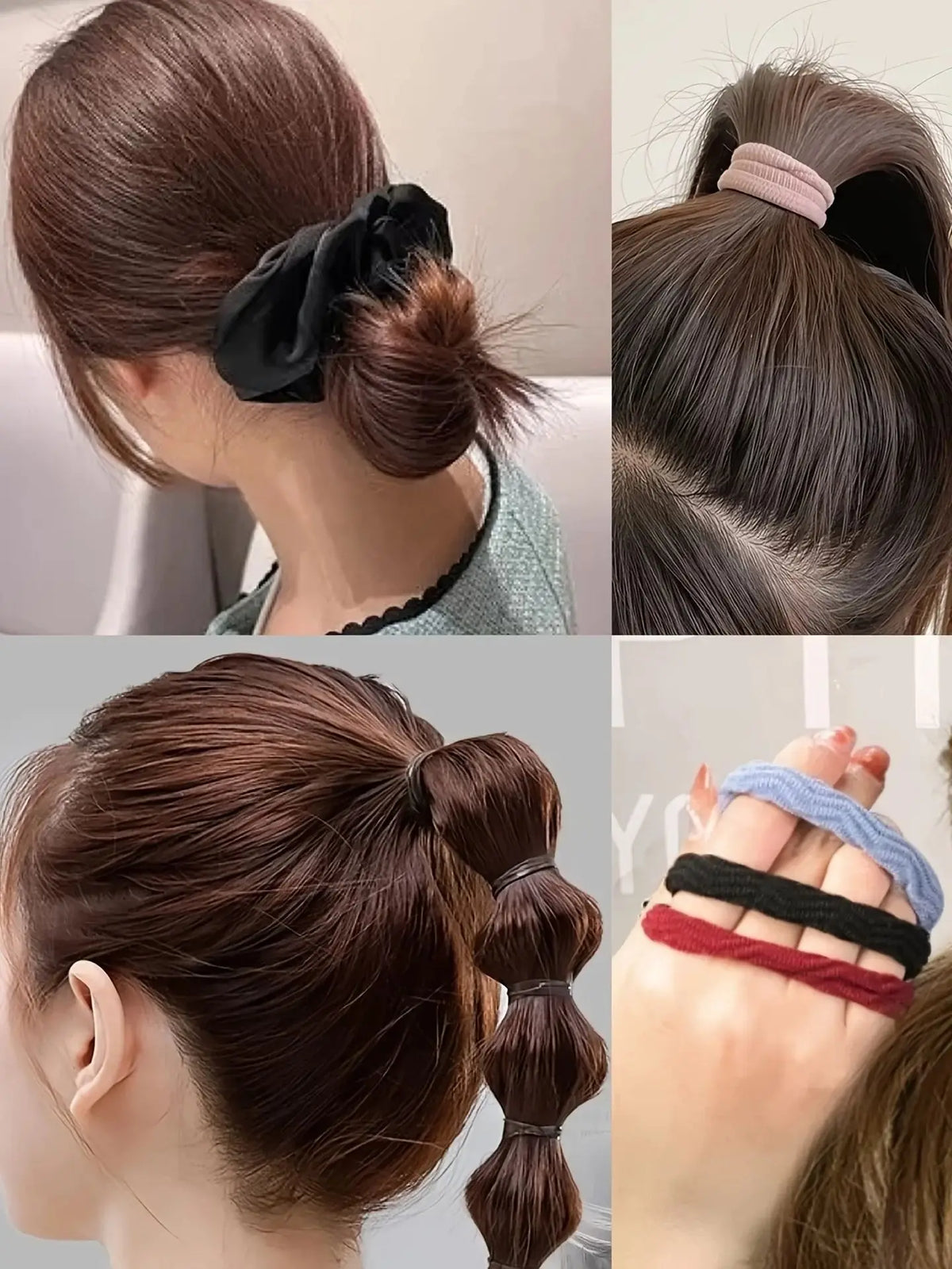 1109 Uds. Conjunto de accesorios para el cabello oscuro para mujer, coleteros elásticos sin costuras, bandas de goma pequeñas, lazos para el cabello a la moda, diademas