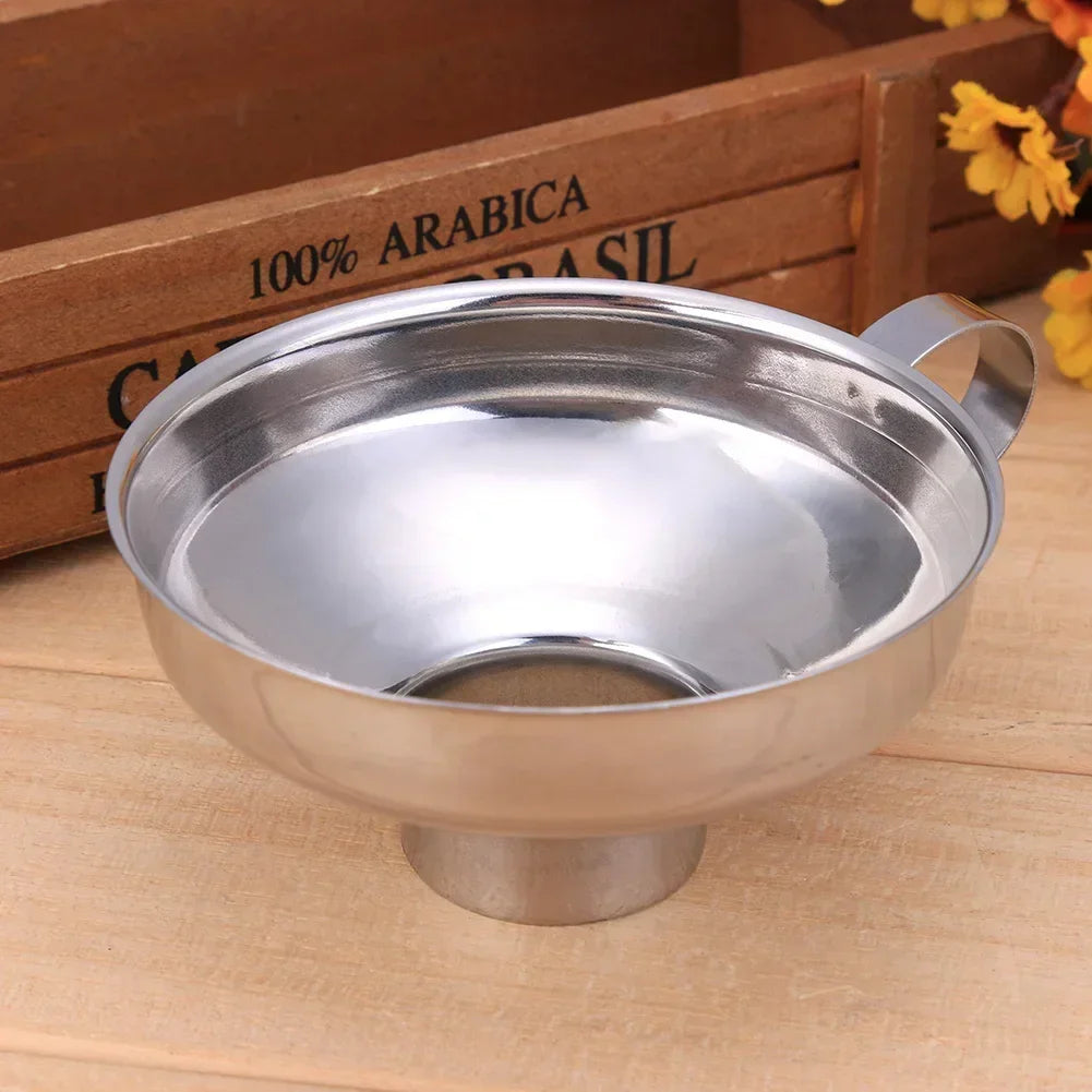 Embudo de boca ancha de acero inoxidable para enlatar, tolva gruesa para aderezo de ensaladas, lata de boca ancha para aceite, vino, herramienta de cocina