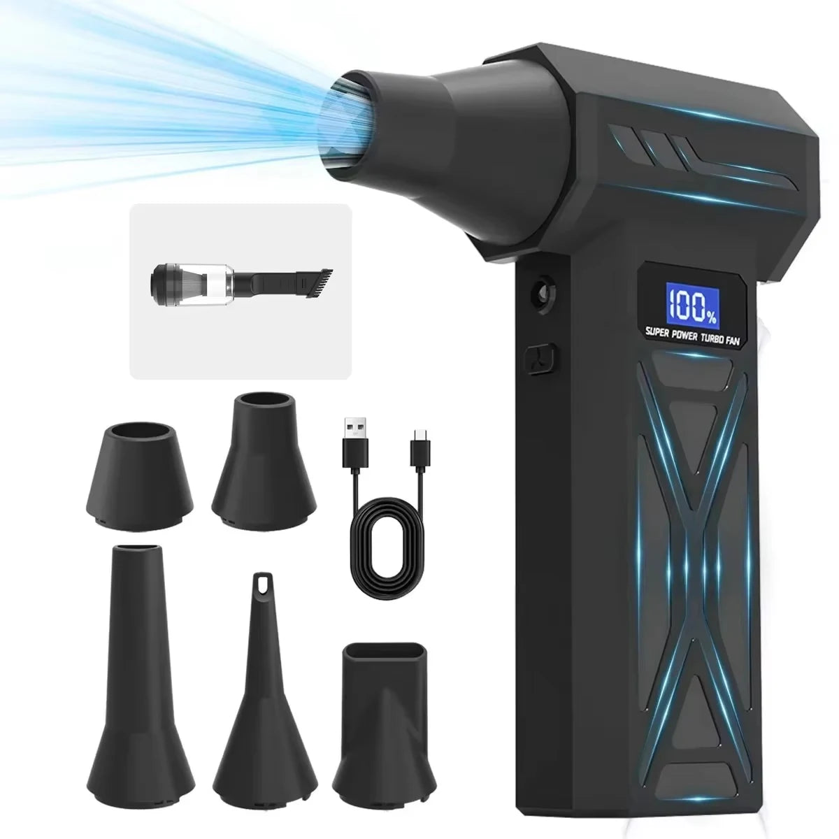 Nuevo Soplador de aire P70 de 110000Rpm, soplador Turbo ajustable de 4 engranajes con pantalla de batería de luz Led, plumero de aire comprimido inalámbrico