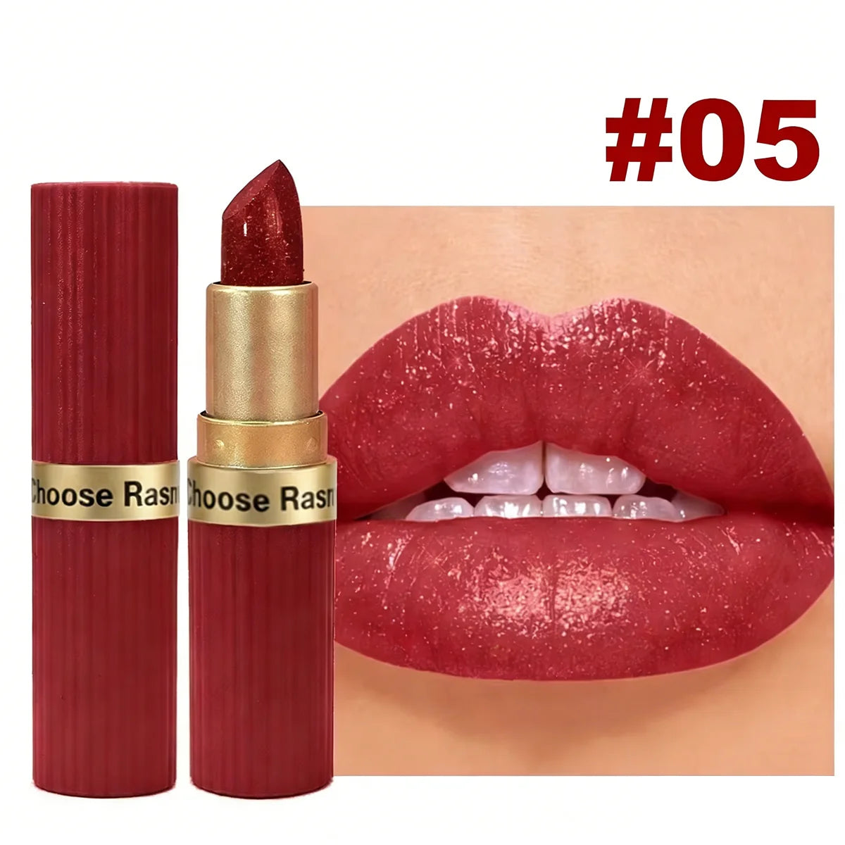 Lápiz labial de terciopelo con purpurina rosa nacarado, metálico, resistente al agua, de larga duración, mate, brillo, diamante, maquillaje cosmético para mujer