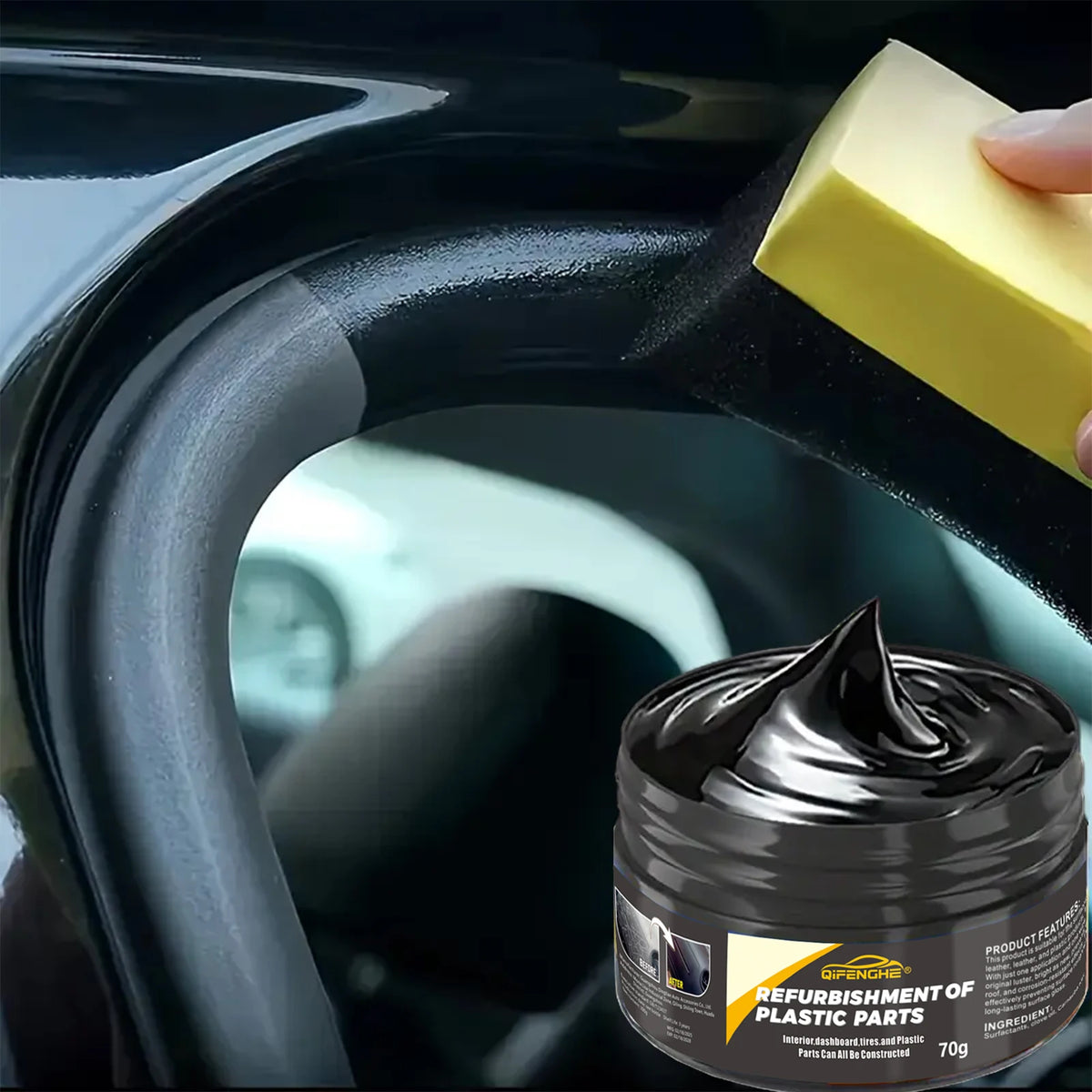 Agente Reparador de Plásticos para Automóviles - Cera para Pulir Plásticos Interiores y Exteriores, Crema Reparadora de Arañazos y Antienvejecimiento, Apta para Neumáticos