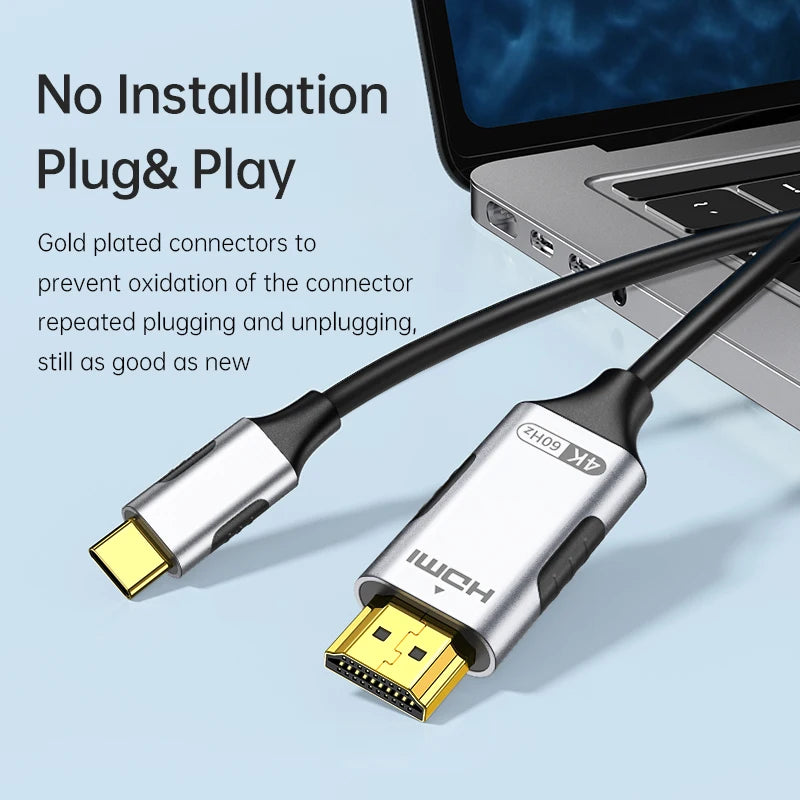 Cable USB C a HDMI 8K @ 60Hz 4K @ 120Hz Cable HDTV Compatible tipo C a HDMI para convertidor de TV MacBook Air iPad USB-C adaptador HDMI