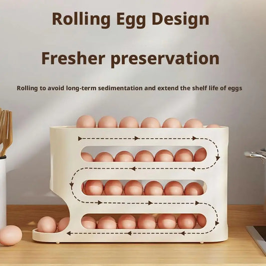 Organizador de Huevos Automático de 4 Niveles, Contenedor para Guardar Huevos en el Refrigerador, Dispensador de Huevos para Cocina