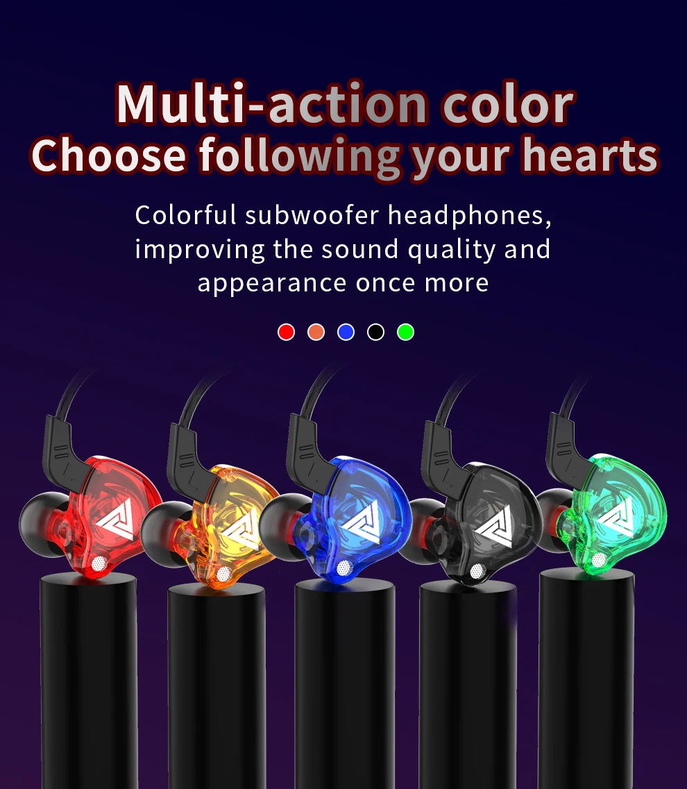 Original QKZ AK6 auriculares internos 6 unidad de controlador dinámico auriculares con micrófono estéreo deportes HIFI Subwoofer auriculares Monitor auriculares