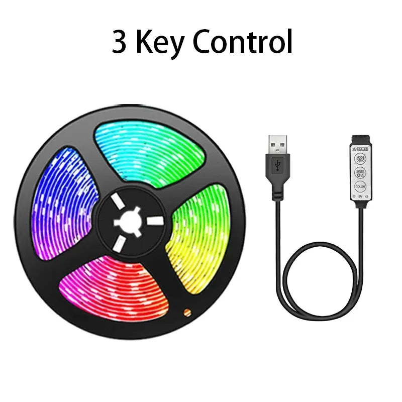 Luces Led para TV, tira de luces Led con Control de 3 teclas, cinta de luces USB de 5V para retroiluminación de TV, decoración de fiesta en casa, cinta Flexible