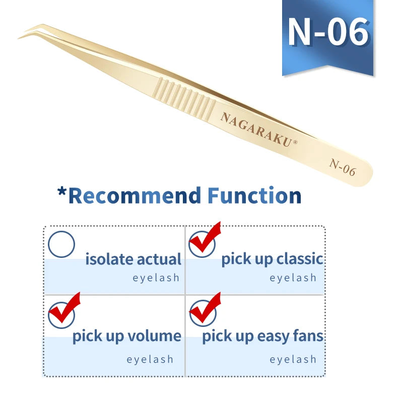 Pinzas para extensión de pestañas NAGARAKU, maquillaje de pestañas de acero inoxidable, Clip preciso 3D
