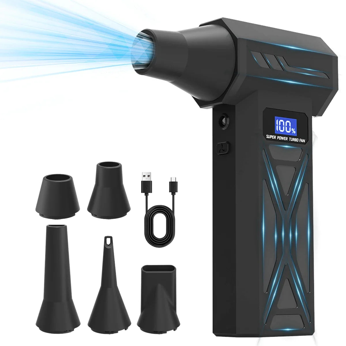 Nuevo Soplador de aire P70 de 110000Rpm, soplador Turbo ajustable de 4 engranajes con pantalla de batería de luz Led, plumero de aire comprimido inalámbrico