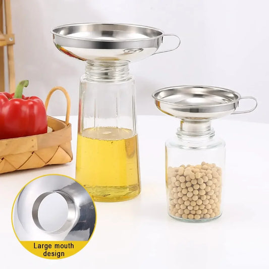 Embudo de boca ancha de acero inoxidable para enlatar, tolva gruesa para aderezo de ensaladas, lata de boca ancha para aceite, vino, herramienta de cocina