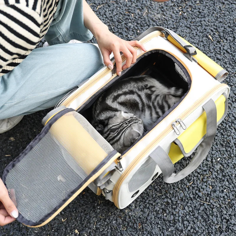 Bolsa transportadora portátil para gatos y perros, ideal para viajes y actividades al aire libre, adecuada para gatos y perros pequeños