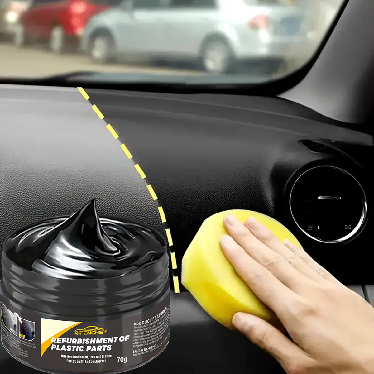 Agente Reparador de Plásticos para Automóviles - Cera para Pulir Plásticos Interiores y Exteriores, Crema Reparadora de Arañazos y Antienvejecimiento, Apta para Neumáticos