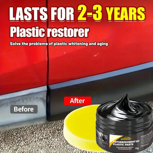 Agente Reparador de Plásticos para Automóviles - Cera para Pulir Plásticos Interiores y Exteriores, Crema Reparadora de Arañazos y Antienvejecimiento, Apta para Neumáticos