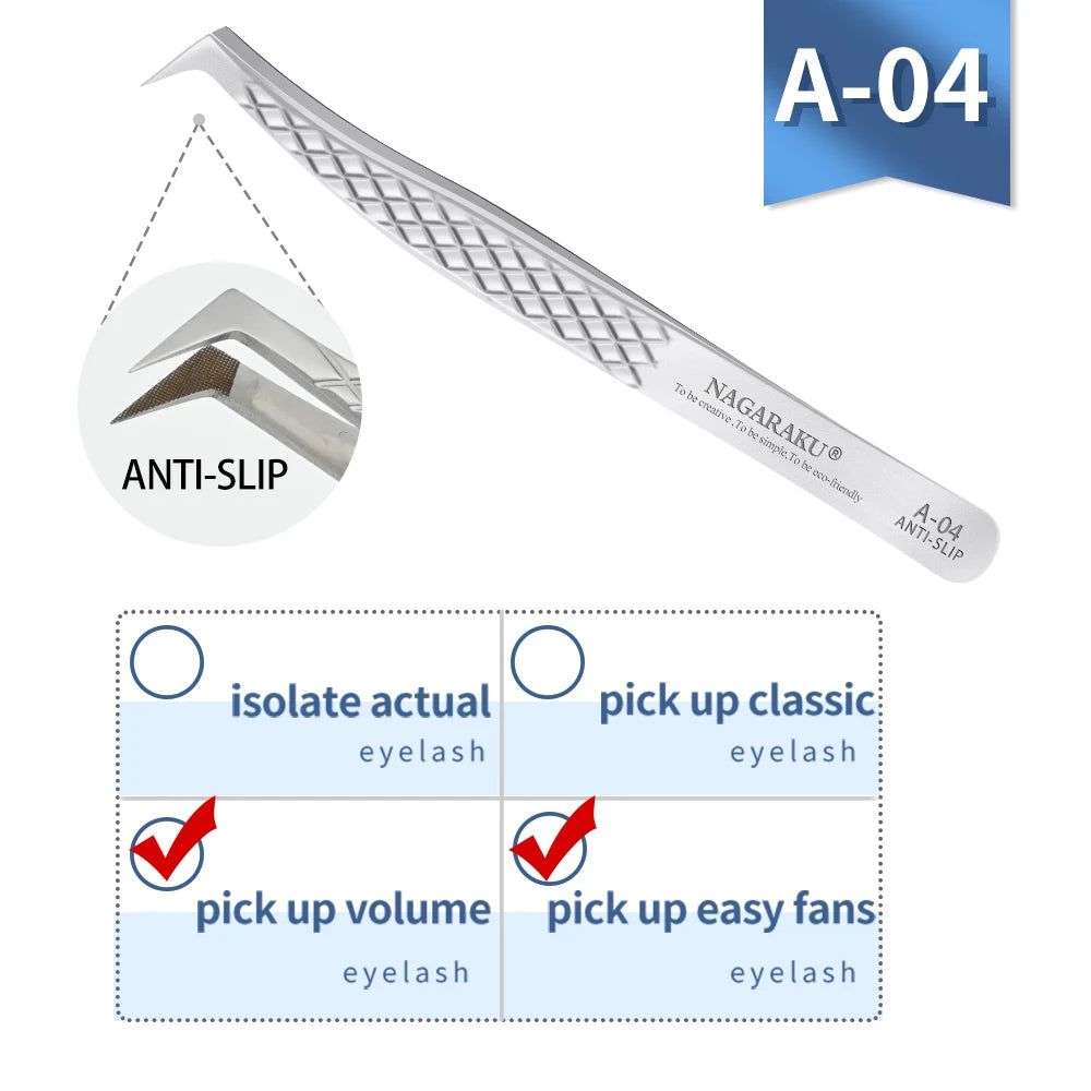 Pinzas para extensión de pestañas NAGARAKU, maquillaje de pestañas de acero inoxidable, Clip preciso 3D