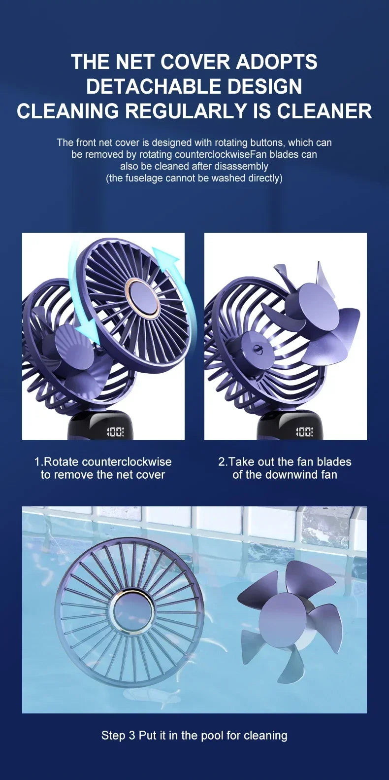 Mini ventilador portátil de mano, ventiladores plegables para colgar en el cuello, ventilador recargable por USB de 5 velocidades con soporte para teléfono y pantalla de visualización de 1800mAh