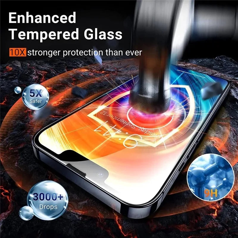 1-5 uds vidrio templado para IPhone 16 15 14 13 12 11 Pro Max Protector de pantalla para IPhone 7 8 14 Plus X XS XR película protectora de vidrio