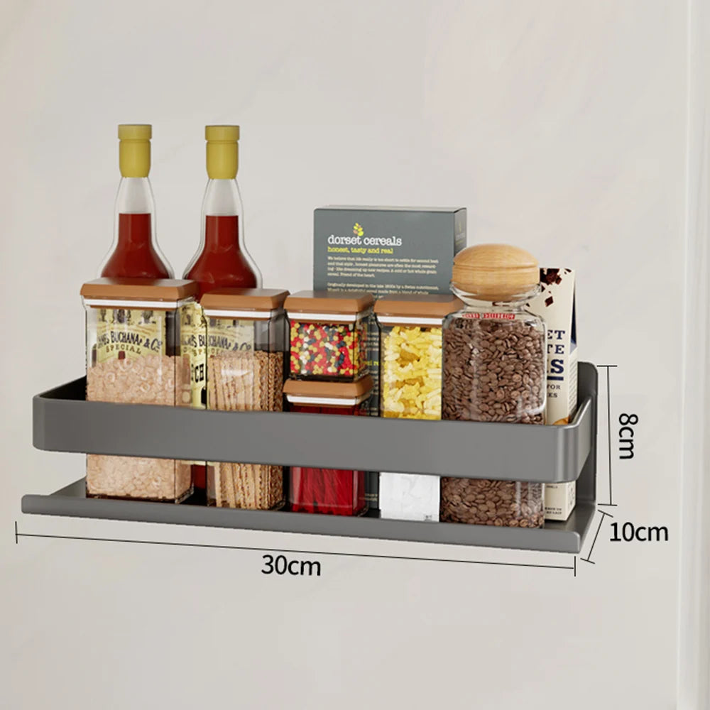 Estante de especias montado en la pared, estante multifuncional para artículos, ganchos para herramientas de cocina, estante de almacenamiento de condimentos de cocina