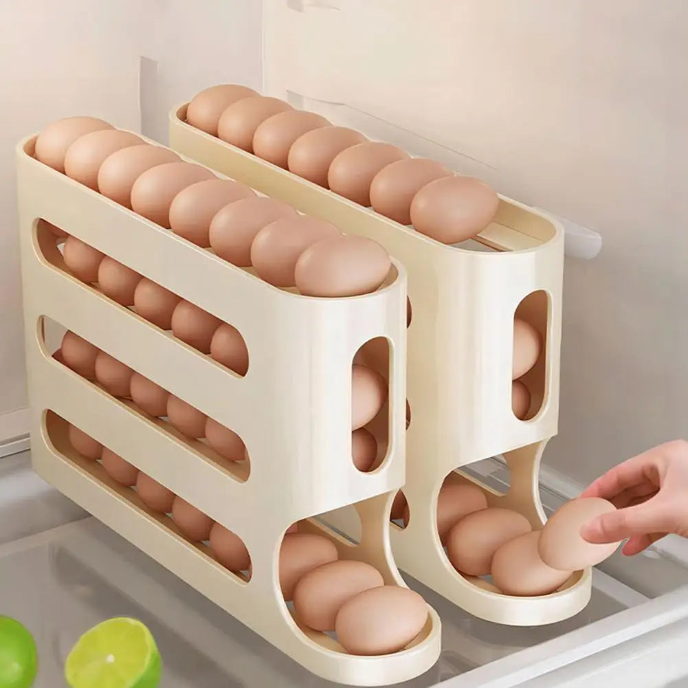 Organizador de Huevos Automático de 4 Niveles, Contenedor para Guardar Huevos en el Refrigerador, Dispensador de Huevos para Cocina